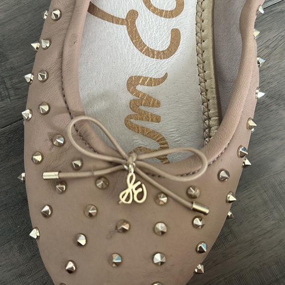 Sam Edelman Tan Fanley Leather Studded Ballet Flats - Picture 3 of 4
